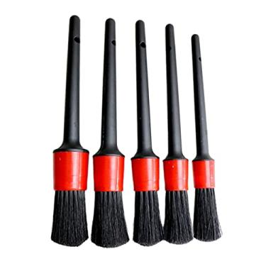 Imagem de Nobranded Conjunto de 5 pincéis de diferentes tamanhos de pincel, cabo de plástico, uso molhado e seco para limpeza de motor, painel, emblemas, roda, interior, saída de ar, carro, motocicleta – conjunto de 5 peças