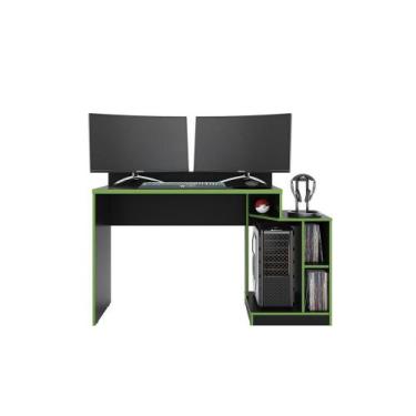 Imagem de Mesa Gamer Preto Fosco Liso Com Verde Neon Play - Albatroz Móveis - Al