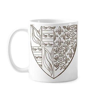 Imagem de Caneca de cerâmica branca preta com estampa de leão e estampa de ilustração de cerâmica para café e porcelana