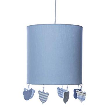 Imagem de Potinho de Mel Lustre Tubular Cara De Urso Quarto Bebê Infantil Menino Azul