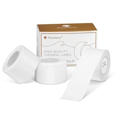 Imagem de Etiqueta térmica contínua adesiva branca compatível com o fabricante de etiquetas Phomemo D50, 24 mm x 6 m, 3 rolos, impermeável, à prova de óleo, resistência à abrasão..