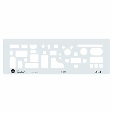Imagem de Gabarito Completo de Móveis e Sanitários 18.5 x 6 cm, A-4, Trident, Acrílico Azulado