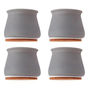 Imagem de Kit 4 Protetores Pé De Cadeira Silicone Com Feltro Móveis