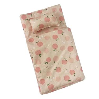 Imagem de MERIGLARE Acessórios de cama para bonecas, brinquedo de fantasia, inclui 1 colchão, 1 colcha e 2 travesseiros para beliches de bonecas, berços de bonecas, camas, Rosa