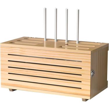 Imagem de Caixa organizadora de armazenamento de roteador, rack de decodificador de madeira maciça, caixa de acabamento de cabo de alimentação, armazenamento de soquete, para armazenar tiras de energi