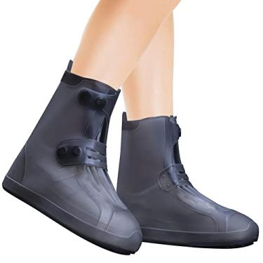 Imagem de Capas para sapatos de chuva | Capas impermeáveis para sapatos para homens e mulheres | galochas reutilizáveis (preto - médio)