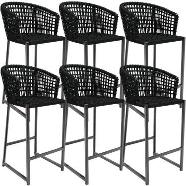 Imagem de Kit 06 Banqueta Área Gourmet Cozinha Varanda D04 Preto