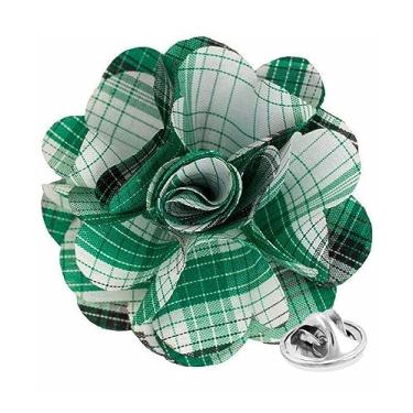 Imagem de Vittorio Vico Broche de lapela de flor xadrez formal masculino premium - Boutonniere para homens, broche de flor, 2.5" (6.36CM), Poliéster, Não aplicável