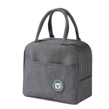 Imagem de Bolsa Térmica Lancheira Portátil Dobrável e Organizadora - Ideal para Manter Alimentos Frescos e Organizados (Cinza)