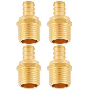 Imagem de Conexões Pex de latão sem chumbo 1/5.1 cm, adaptador macho 1/2 Pex, PEX 1/5.1 cm x 1/5.1 cm NPT adaptador rosqueado macho, 1/5.1 cm Pex para 1/5.1 cm NPT macho 4 peças (PEX 1/5.1 cm x 1/5.1 cm NPT
