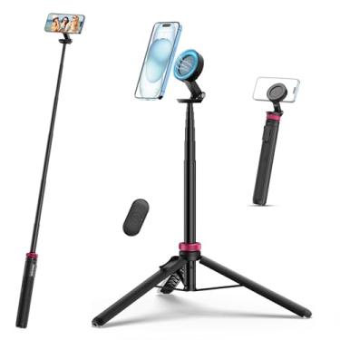 Imagem de Ulanzi Tripé Magnético de 61 Polegadas com Controle Remoto para iPhone 15/14/13/12, Tripé Extensível, Suporte Portátil para Selfie/Foto/Vivo/Vlog, Rosa