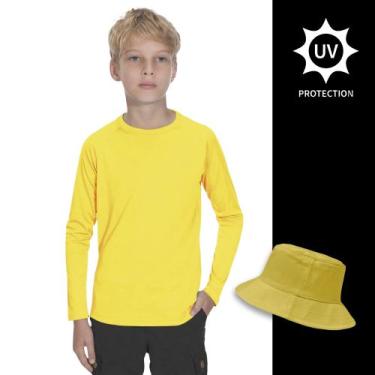 Imagem de Kit Camiseta Proteção Solar UV + Chapéu Bucket Praia INFANTIL PLT 363 