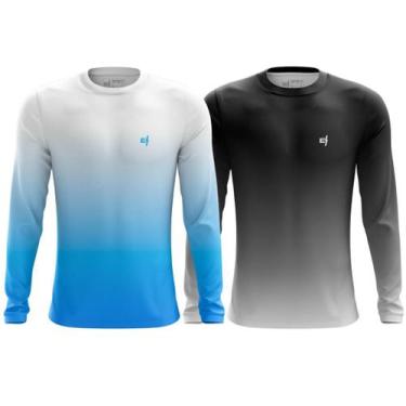 Imagem de Kit 2 Camisa Masculina Manga Longa Camiseta Corrida Bike Estampada Pro