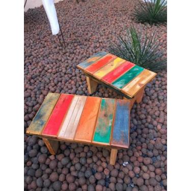 Imagem de Conjunto com Dois Bancos Decorativos Madeira de Demolição - Minas Arte