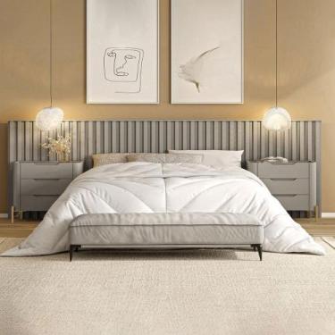 Imagem de Conjunto Cabeceira Super King 400cm c/ 2 Mesas de Cabeceira - Casa Lar