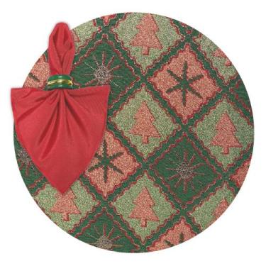 Imagem de Kit Mesa Posta Completo Sousplat Jantar de Natal Natalino Verde Vermel