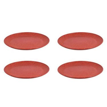 Imagem de 4 UN Prato Lanche Sobremesa Redondo Durável 20cm vermelho - EVO