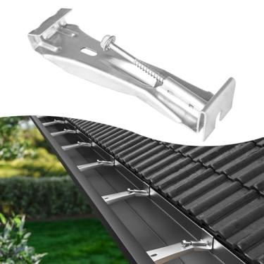 Imagem de Benfar Pacote com 25 cabides de calha de 15 cm Suportes de calha ocultos Fixador com parafuso pré-inserido K-Style Cabides de chuva de alumínio resistente à ferrugem Clipe de parafuso resistente para