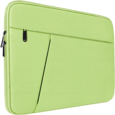 Imagem de Capa para laptop de 15,6 polegadas, capa protetora à prova de choque para transporte de computador com bolso frontal, maleta para laptop de 15,6 polegadas HP, Dell, Acer, Asus, notebook, verde claro
