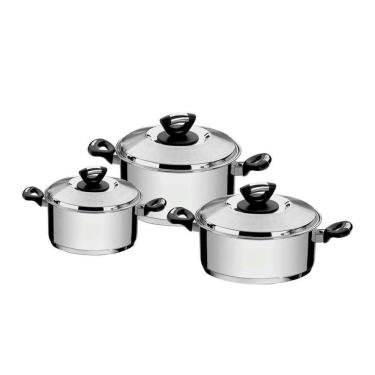 Imagem de Jogo De Panelas Solar Baquelite Em Aço Inox Com Fundo Triplo E Cabos E Alças De Baquelite