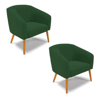 Imagem de Cadeira Sala De Jantar Pé Palito Castanho Kit 2 Stella Veludo D03 - D`rossi Cor Verde