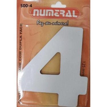 Imagem de Algarismo 4 Numeral 125mm Branco 500-4 - Numeral Ind