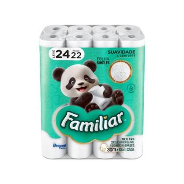 Imagem de Papel Higiênico Folha Simples Bracell Familiar 24 Rolos 30m, 24