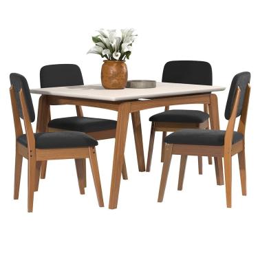 Imagem de Kit Mesa de Jantar Paris 120x90 e 4 Cadeiras Paris em Linho