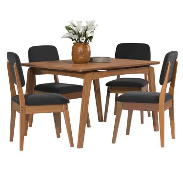 Imagem de Kit Mesa de Jantar Paris 120x90 e 4 Cadeiras Paris em Linho