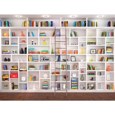 Imagem de Pano de fundo de estante escolar, biblioteca escolar, fundo de fotografia, conferência de escritório, webcam, zoom, decoração de reunião, pano de fundo, estúdio de fotografia, escritório, papel de