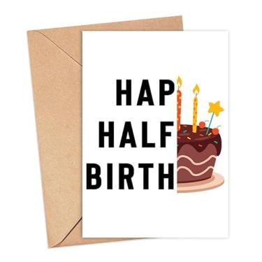 Imagem de ShelbyShops Cartão de meio aniversário - com metade das palavras - Para um amigo que insiste em jogar uma festa - Get-Together To Celebrate Half Birthday - Cartão de aniversário engraçado - Cartão de