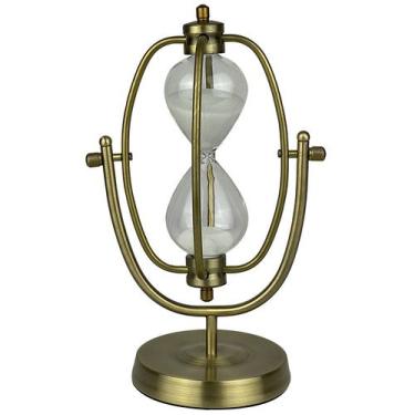 Imagem de Ampulheta Decorativa Bronze 15 Minutos Areia Branca Luxo Decoração 23,