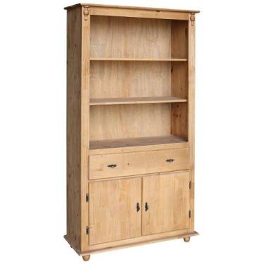 Imagem de Estante de Madeira Antique com 2 Prateleiras 2 Portas e 1 Gaveta - 204