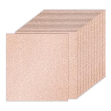 Imagem de PATIKIL 20 folhas de papel cartolina com glitter ouro rosa, 30,5 x 30,5 cm, 250 g/m², papel brilhante para scrapbook, projetos de arte, festas de casamento