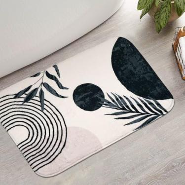 Imagem de bsheuancek Tapetes de banheiro preto e branco boho tapete de banho pequeno, fofo, antiderrapante, macio, lavável, tapete de chuveiro para banheira decoração boho