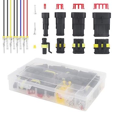 Imagem de Windance Terminais de conector de fio elétrico de 352 peças, kit de plugue de conector de fio impermeável, kit de plugue de conector de 1/2/3/4 pinos macho e fêmea para carro, motocicleta, caminhão,