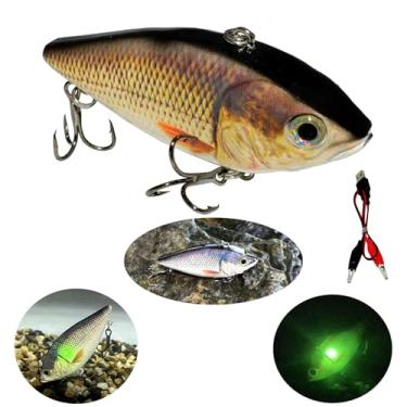 Imagem de Abziyat Isca de pesca isca Swimbait vibração elétrica Minow carga USB wobblers piscando luz LED 3,1" peixe vívido (A)