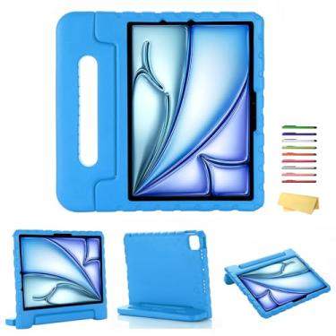 Imagem de UUcovers Capa infantil para iPad Air de 11 polegadas M2 (2024), com alça giratória/suporte/porta-lápis/suporte giratório dobrável de 180 graus, à prova de choque, fofa, espuma vinílica acetinada,