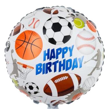 Imagem de Balão Happy Birthday Metalizado Redondo Esporte Decoração - Crgfestas