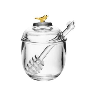 Imagem de Meleira De Cristal Porta Mel Louça Nova Chique Gold Bird - Wolff