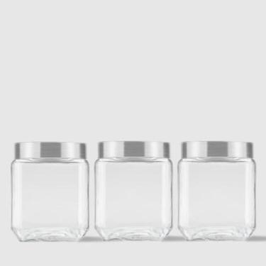 Imagem de Kit com 3 Potes Quadrados Collection 1,2L Inox Escovado Invicta, Único