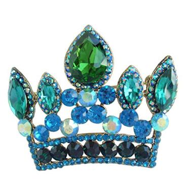 Imagem de Pingente de broche com coroa de noiva Sindary Classic 6,35 cm Cristal austríaco BZ5050 Verde