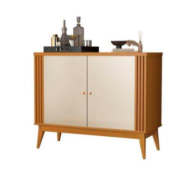 Imagem de Buffet Balcão AG Modelo Ripado Retrô 2 Portas Cor Cedro / Off White - 