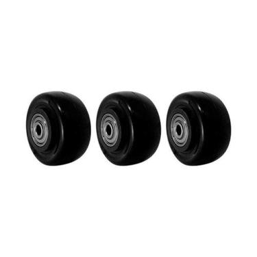 Imagem de Kit 3 un roda pvc preto 2 pol 50kg p/ rodízio - AJAX