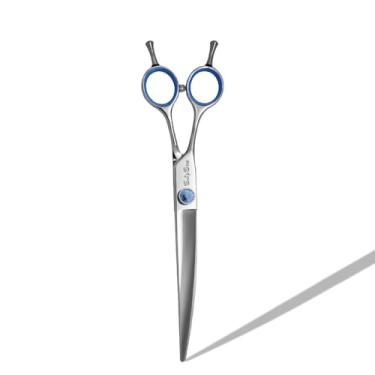 Imagem de SnipStar 7 polegadas tesoura de cão de estimação VG10 alta gama esquerda tesoura de cuidado 30 graus tesoura curva, azul