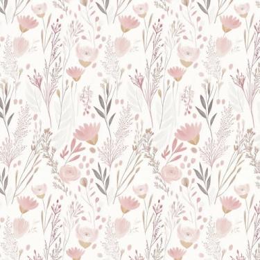 Imagem de SOON AFTER Papel de parede floral descascar e colar papel de contato rosa flores vintage papel de parede vinil autoadesivo removível à prova d'água para quarto banheiro móveis armários 43,9 cm x 304,8