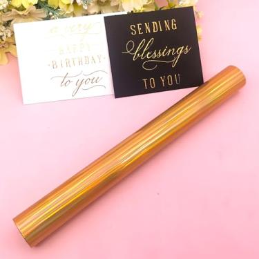 Imagem de alinacutle Rolo De Folha Metálica Reativa Toner Laser Dourado, Quente Transferência Para Scrapbooking, Artesanato/Planejamento/Convite, 7,60 Pol. Largura, 16,40 Pés Comprimento, Pacote Com 1 Unidade