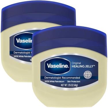 Imagem de Vaseline Petroleum Jelly Travel-Size Pacote com 2 – Protetor de pele hipoalergênico, pomada curativa sem perfume para beleza e cuidados pessoais, 50 ml