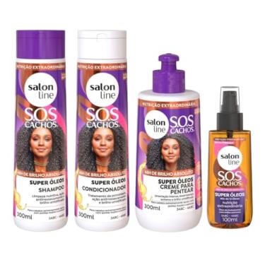 Imagem de Kit Super Óleos com Shampoo, Condicionador, Creme para Pentear 300ml e Óleo 100ml Salon Line