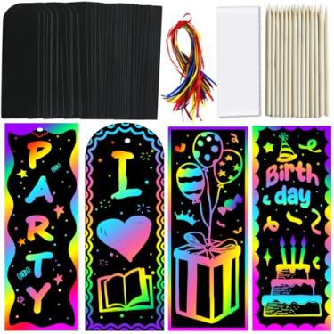 Imagem de ZMLM Scratch Paper Art Bookmarks Kids: 36 Set 2 Style Magic Rainbow DIY Art Craft Paper Bookmark Gift Tag Party Favor Pack Activity Bulk Making Kit for Boys Girls Birthday Game Valentines Classroom